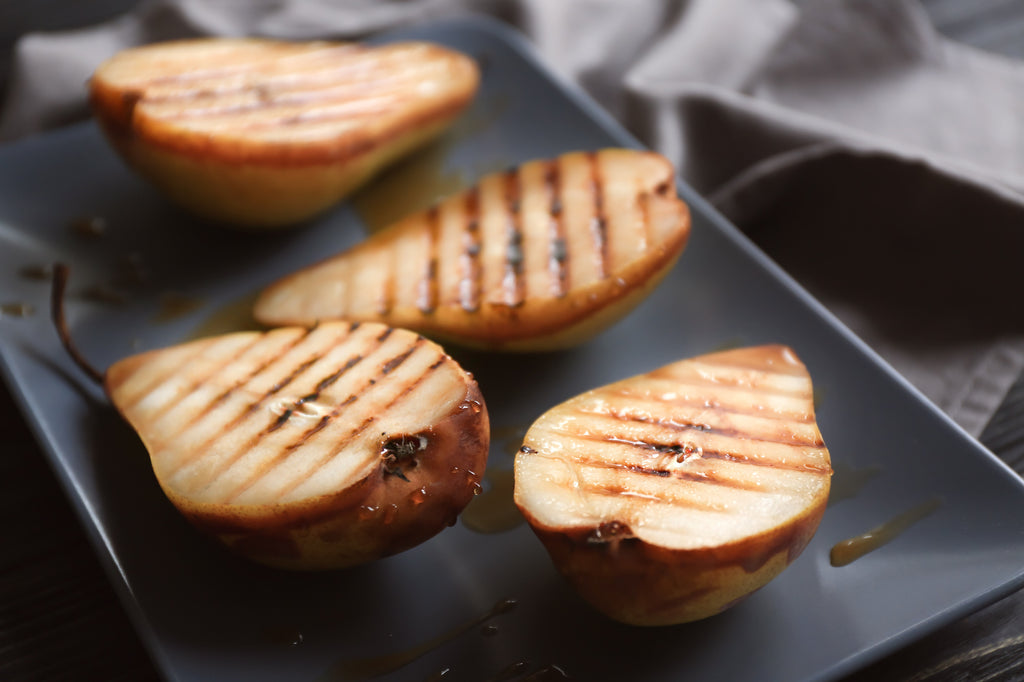 Christmas Grilled Pears with Brie & Pistachios