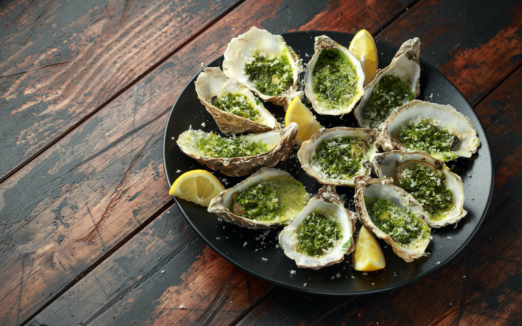Barely Grilled Oysters with Sherried Garlic Butter