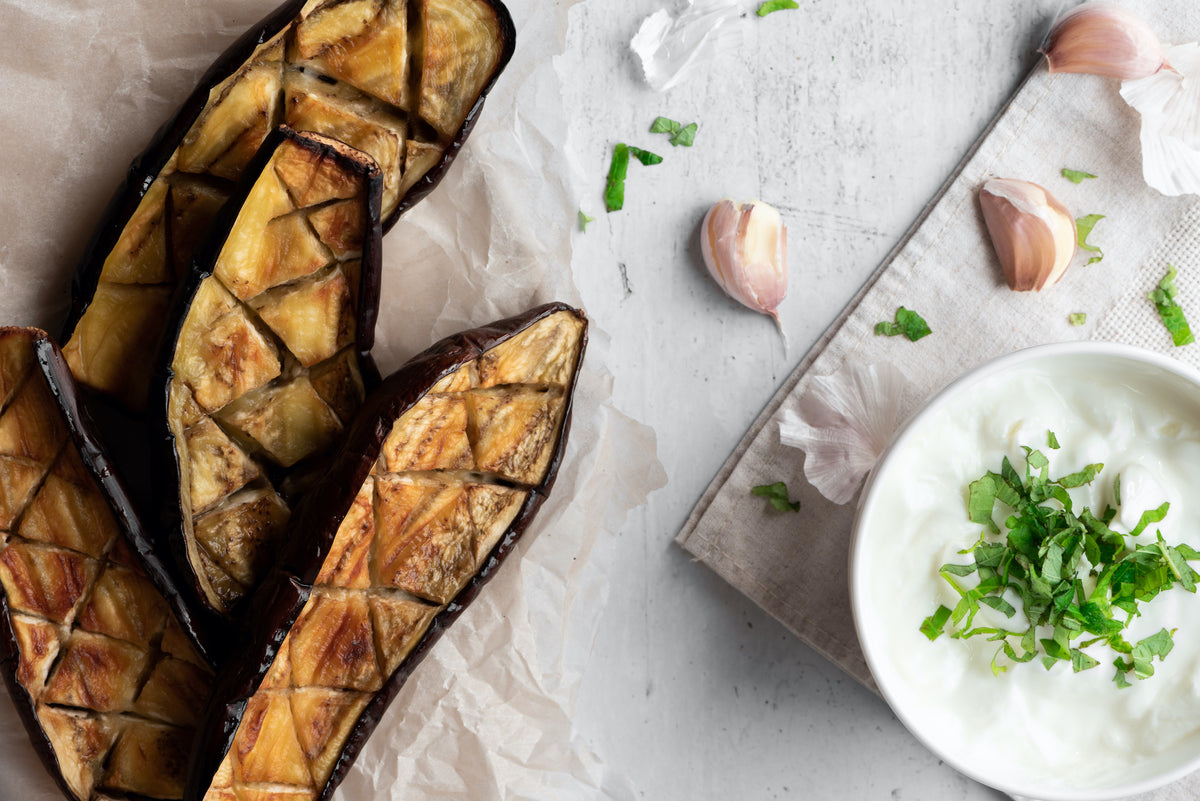 Grilled Eggplant and Lemons with Garlic Labneh American Made Grills