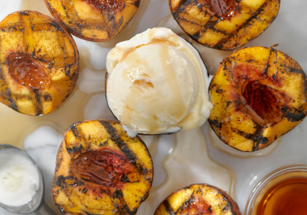 Grilled Peaches with Vanilla Ice Cream
