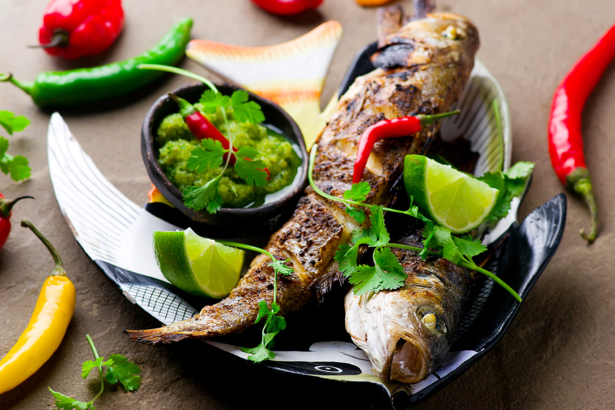 Grilled Spiced Snapper with Mango and Red Onion Salad