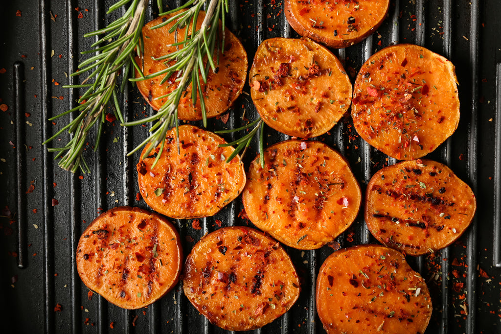 Grilled Sweet Potatoes with Molasses Glaze