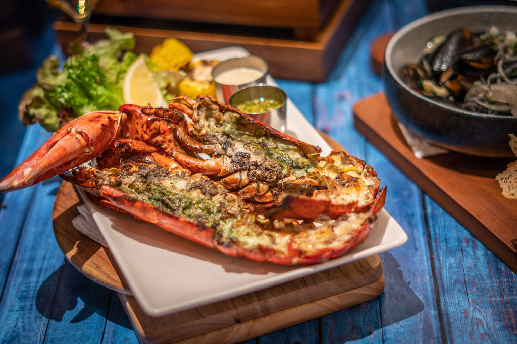 Holiday Grilled Lobster with Garlic Butter & Cheese