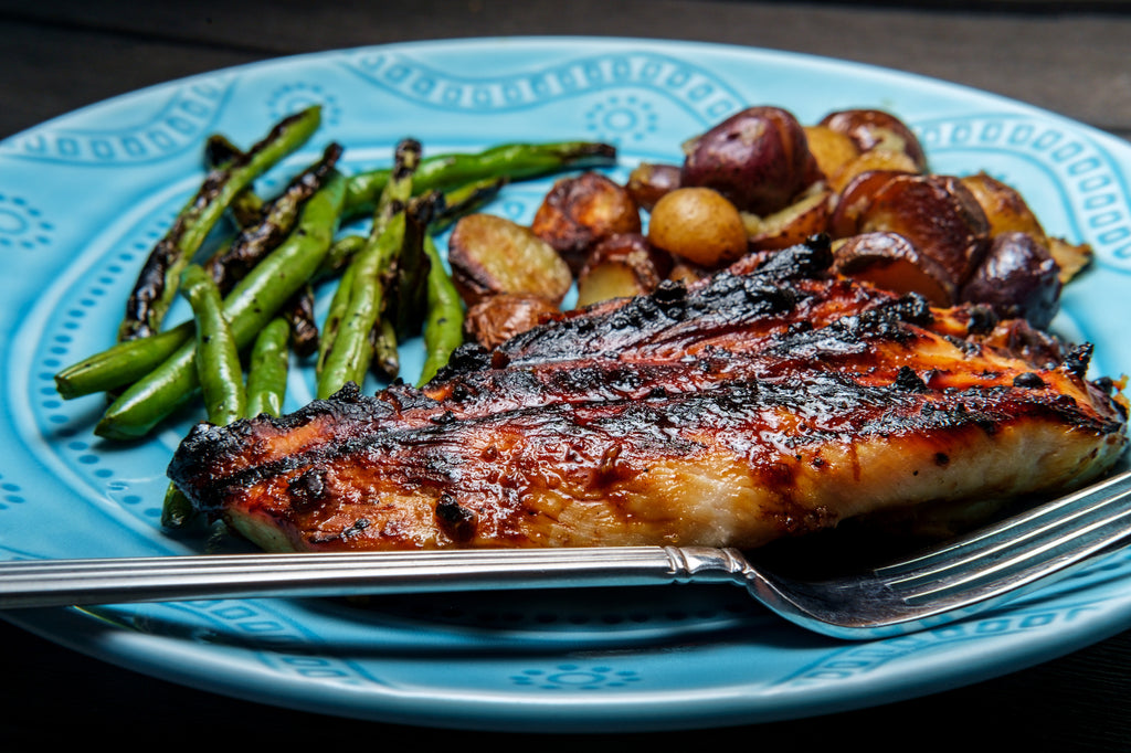 Honey-Mustard Grilled Chicken with Foil Packet Green Beans