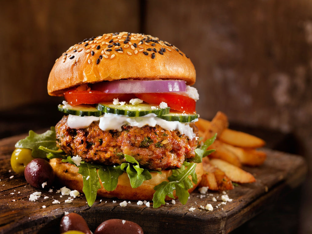 Lamb Burgers with Yogurt Sauce and Arugula