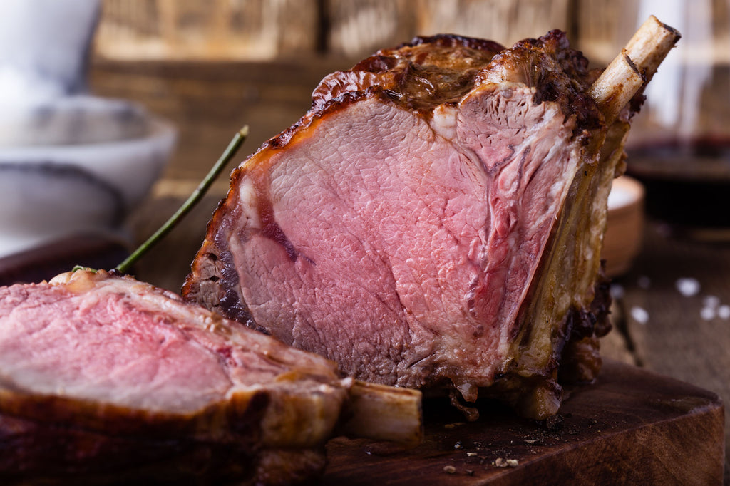 Rotisserie Prime Rib with Garlic Herb Basting Butter