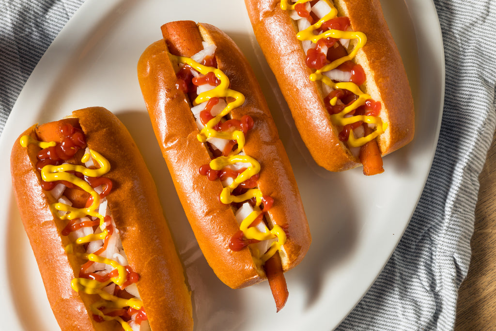 Smoky Barbecue Carrot Hot Dogs with Creamy Chickpea Salad